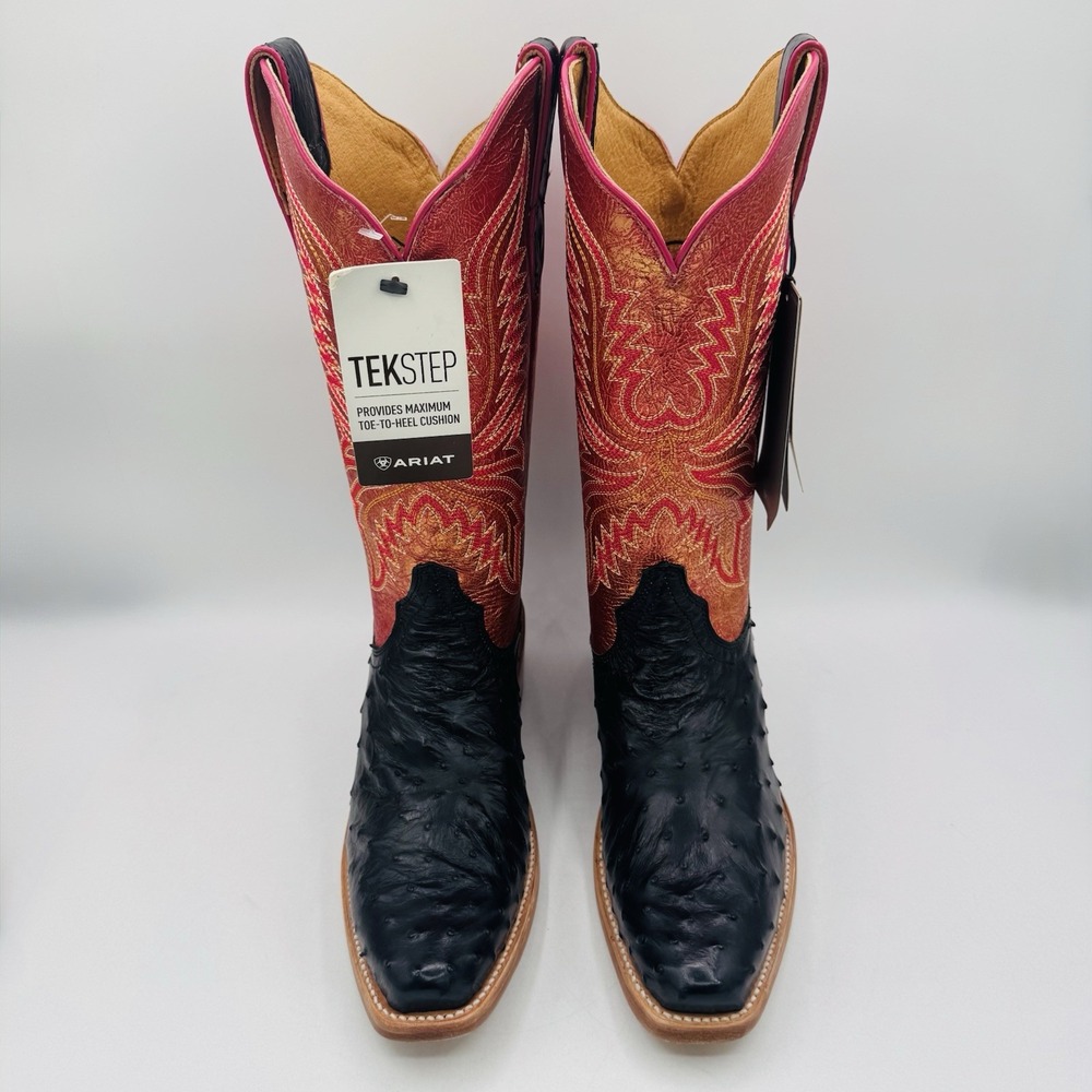 Ariat Futurity Revival Full Quill Ostrich Boots Women's Size 9 B Black Metallic - Picture 3 of 16